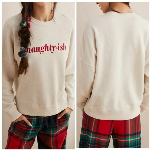 AERIE Naughty-ish Long Sleeve Pullover Crewneck Novelty Sweatshirt Size M - Image 2