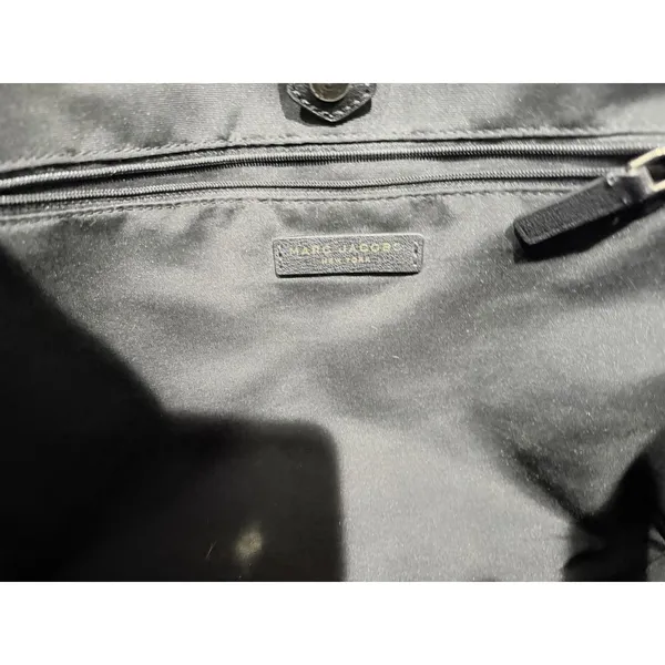 Marc Jacobs Commuter Leather Shoulder Tote Bag Black‎ Gold-Tone Logo Pockets F - Image 5