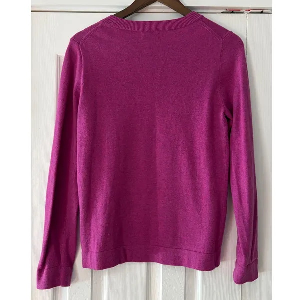 J.Crew Teddie Sweater Small Magenta Pink Cotton Wool‎ Blend Crewneck Pullover - Image 2