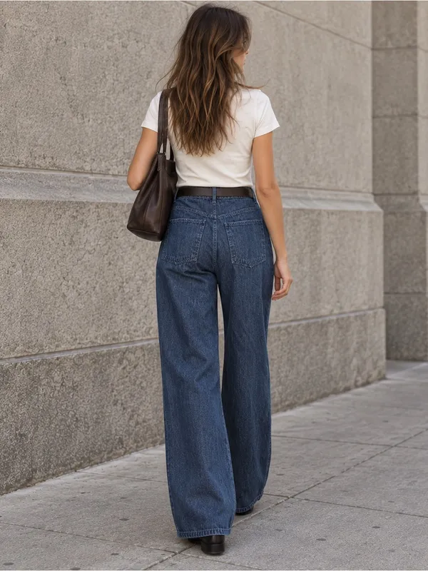Jenni Kayne High Rise Wide Leg Denim Trouser Jeans 100% Cotton Size 2 - Image 3