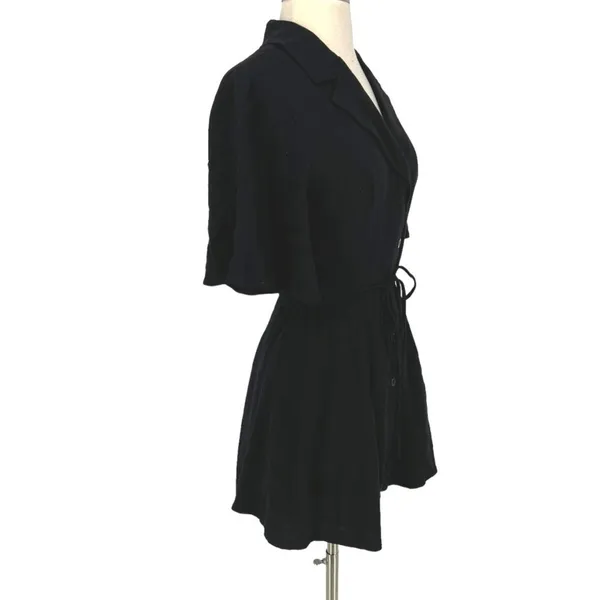Emory Park Shirt Style Romper with Flutter Sleeves Black Size Small NWT - Image 5