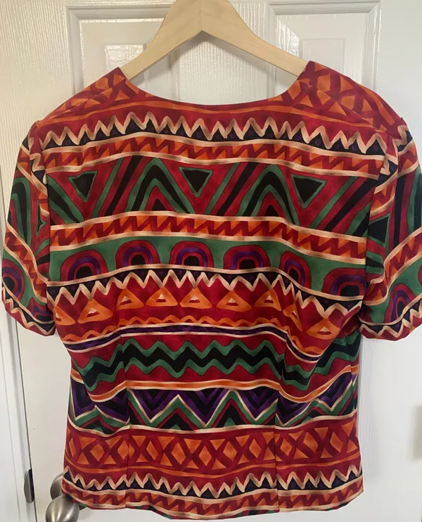 J. Stevens by Carol Eacritor Aztec Print Blouse - Image 3