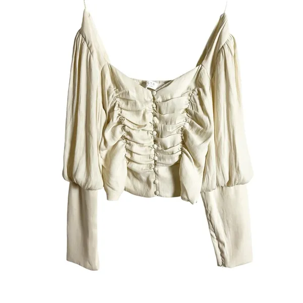 ASTR The Label Renaissance Cream Button Front Balloon Sleeve Top Size Small - Image 2