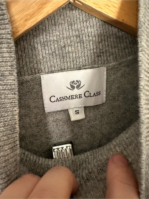 100% cashmere mock neck long sleeve dress grey - Image 3