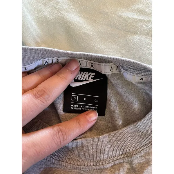 Nike Air Shirt Women's Plus Short Sleeve Small Lounge Crop Swoosh Gray - Image 7