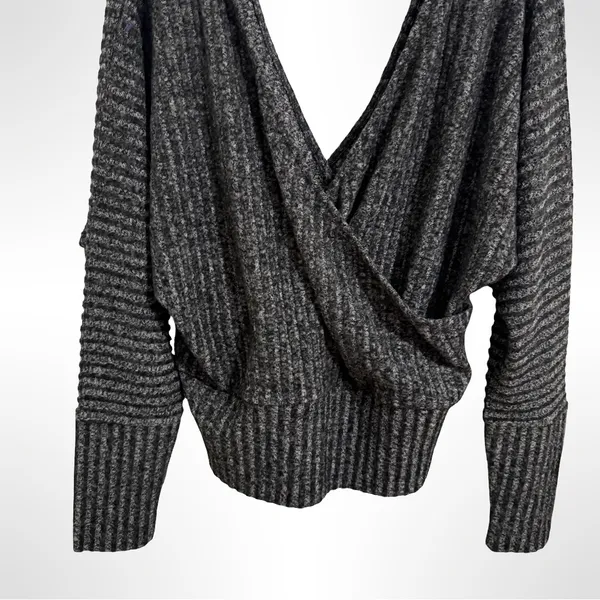 Express Charcoal V-Neck Sweater - Image 3