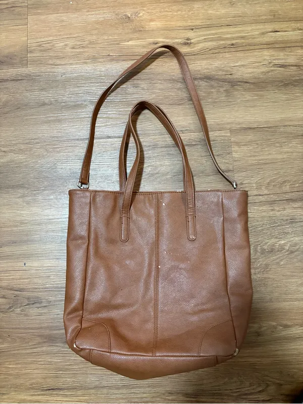 Banana Republic Brown Faux Leather Tote Shoulder Bag Large Carryall Handbag - Image 2