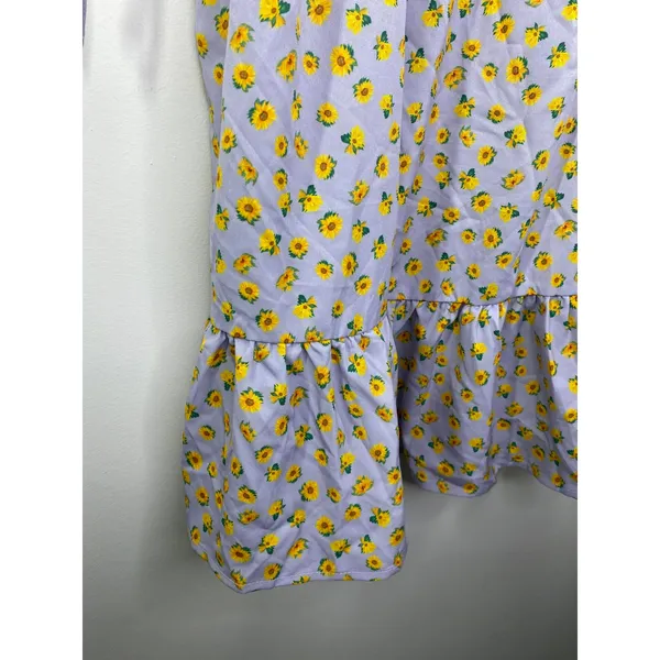 Shein X Womens Purple Sunflower Babydoll‎ Mini Dress Size S Sweetheart Sundress - Image 3
