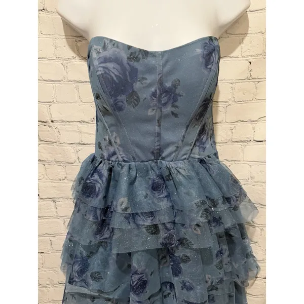 SENI & CADE Women's Fit & Flare blue Floral Corset Dress Size Medium - Image 3