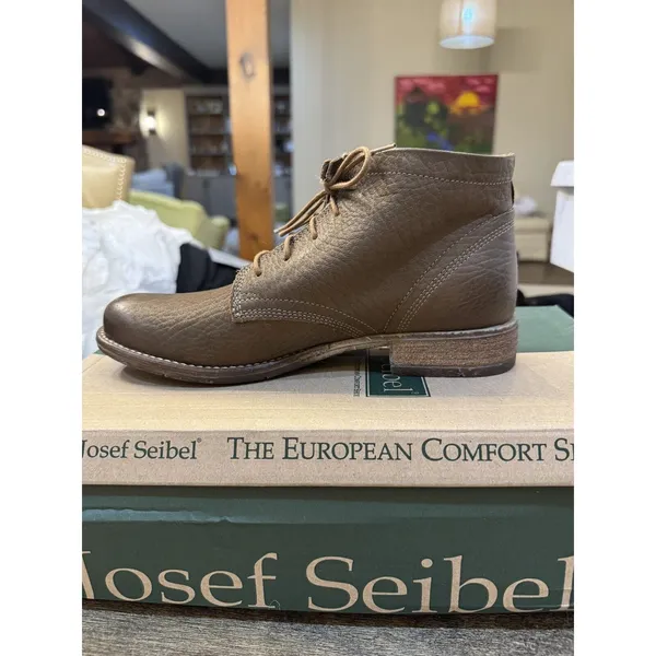 Josef Seibel Sienna Ankle Boots Women's 37 6.5 US Leather Booties‎ Olive Brown - Image 2
