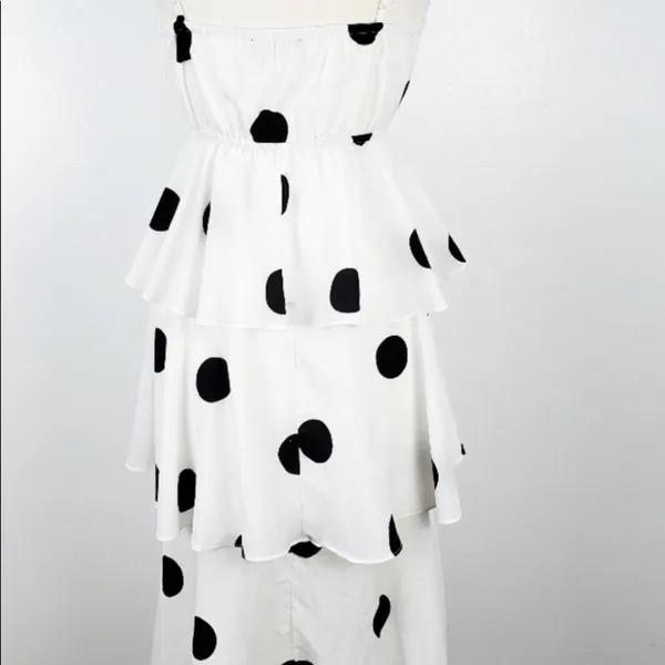 O.P.T Polka dot midi Dress layered ruffles Black Size XS - Image 10