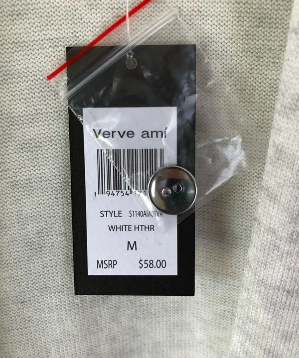 Verve Ami Gray Sweater Cardigan with button accent M - Image 5