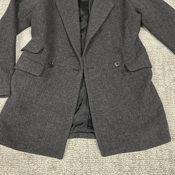 Abercrombie & Fitch Pea Coat Womens Small Wool Blend Herringbone Double Breasted - Image 7
