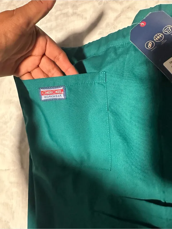 Cherokee Teal Unisex Scrub pants with Embroidered Logo size M - Image 6