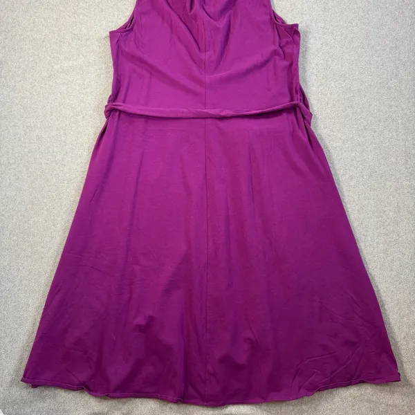 Lands' End Women's XL 18 Purple Sleeveless Keyhole Tie Belt A-Line Midi Dress - Image 10