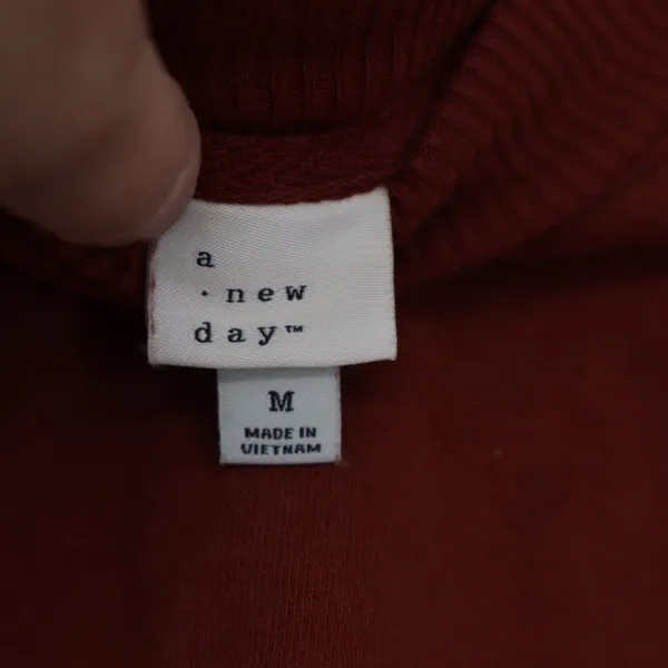A New Day Womens Rust Red Mock Neck Sweatshirt Pullover Size M Cotton Blend - Image 3
