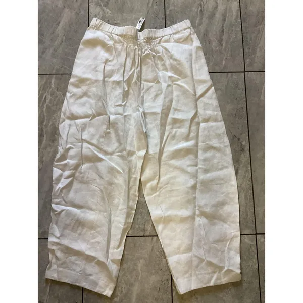 Madewell Pants Womens XL Linen Drawstring Elastic Waist Cropped Lightweight Casu - Image 4
