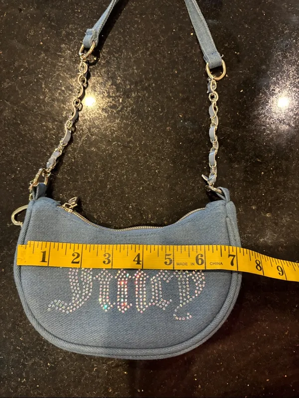 Juicy Couture Kids Mini Blue Denim Hobo Bag - Image 8