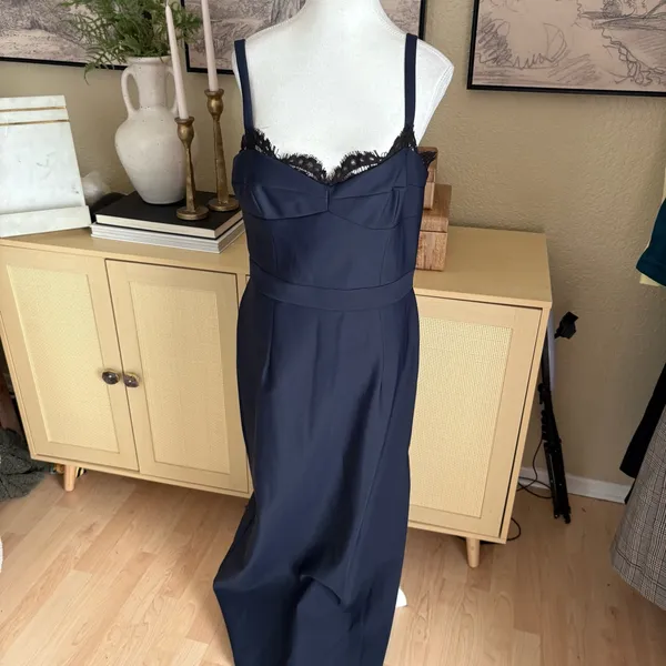 MILLY Karissa Gown In‎ Navy Lace Detail Size 14 NWT - Image 3