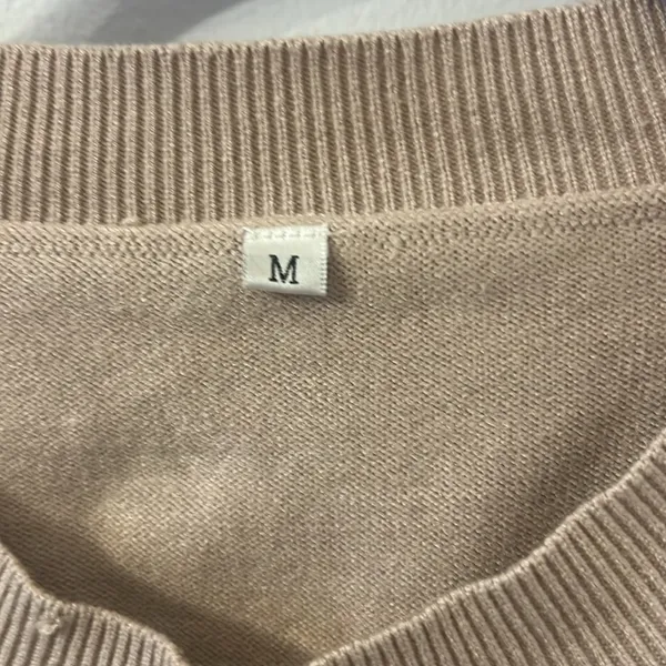 Amazon Tan and black striped crewneck sweater size medium - Image 2