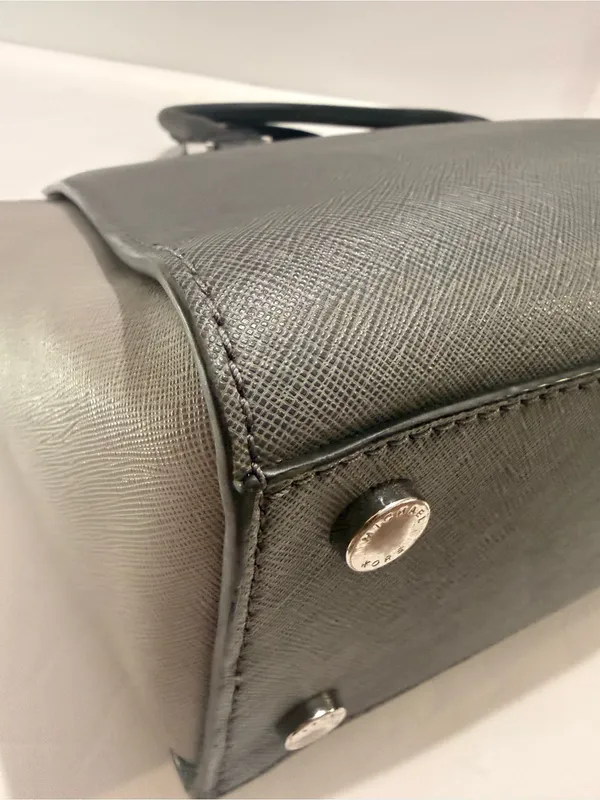 Michael Kors Gray & Black Saffiano Leather Medium Satchel - Image 11
