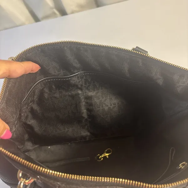 Michael‎ Kors Jesse Large Satchel Shoulder Bag Black Pebble Leather Purse - Image 9