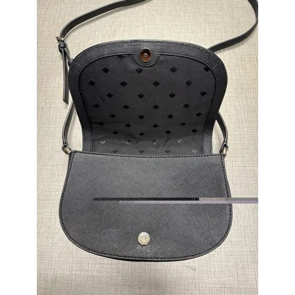 Kate Spade Black Saffiano Leather‎ Flap Style Small Crossbody Bag Purse ~ Euc - Image 7