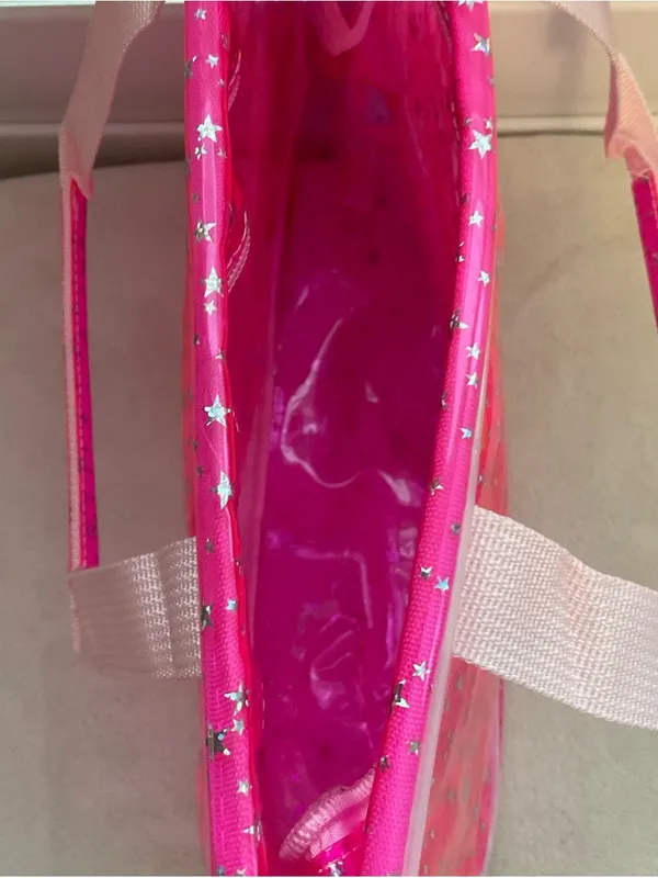 Hot Pink Star-Print Clear Travel Tote Bag - Image 5