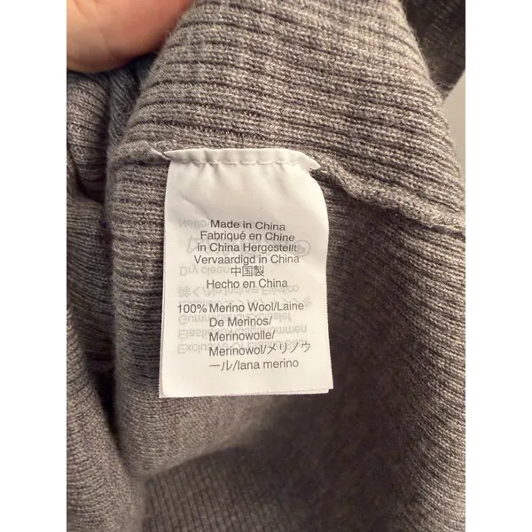 J.Crew 100% Merino Wool Ribbed Balloon Sleeve Turtleneck Sweater Gray Minimalist - Image 7