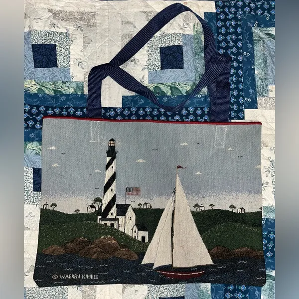 Handmade 16.5”x12” Tote Bag Tapestry Warren Kimble "Coastal Breeze" Placemats - Image 3