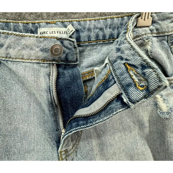 Anthropologie Avec Les‎ Filles Jeans Womens 27 Blue Distressed High Waist Denim - Image 3