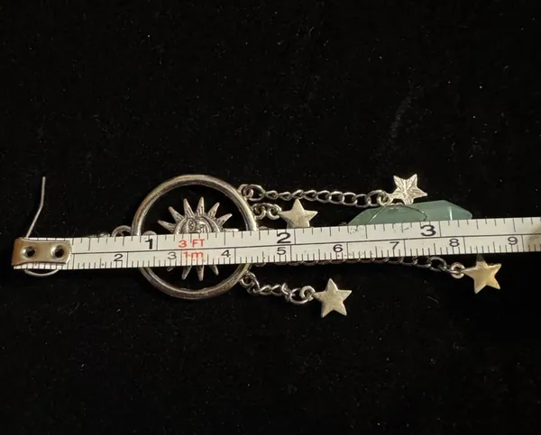 Celestial Moon Sun Star Chandelier Silver Tone Faux Crystal Dangle Earrings - Image 5