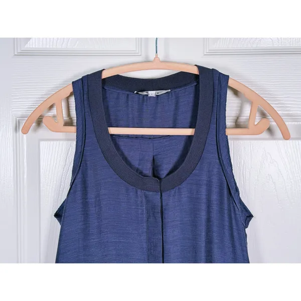 Reiss Keeley Sleeveless Belted Midi Dress Hemp Size 4 Blue Classic Quiet Luxury - Image 9