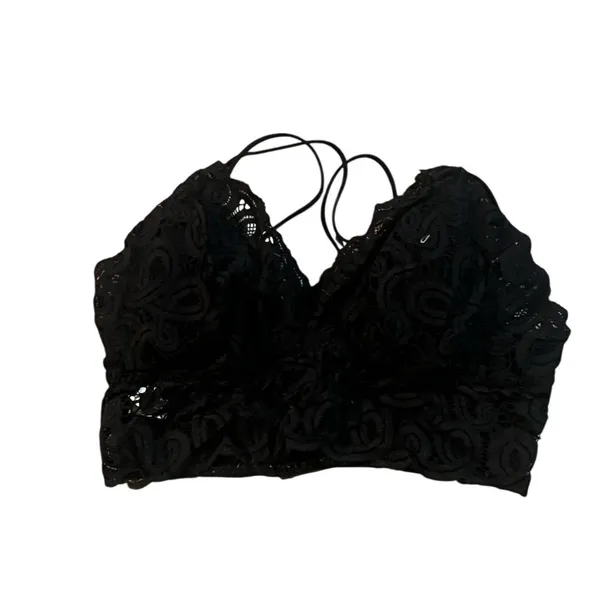 Women's Black Lace Bralette M Adjustable Straps Soft Padded Cups - Image 5
