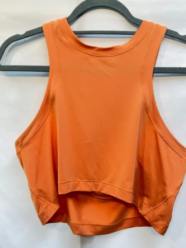 Lululemon Open-Back Cropped Training Tank Top Orange Size 6 - Image 4