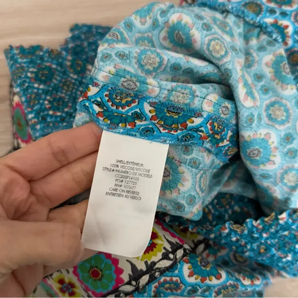 Alice + Olivia Small Russell Pants‎ High Waist Geo Teal Blue Wide Leg Boho Gypsy - Image 8