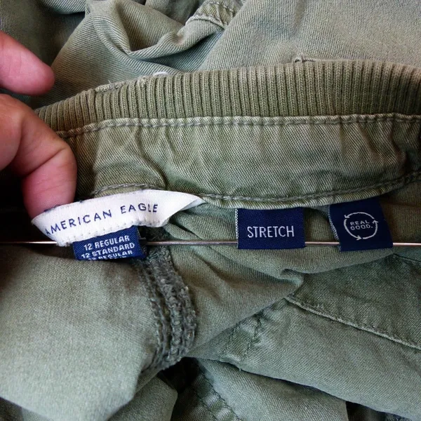 American Eagle Cargo Pants Womens 12 Green High Rise Wide Leg Stretch Utility - Image 11