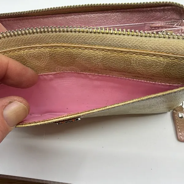 Coach Beige Heart C Coated Canvas Zip Around Wallet - Image 7