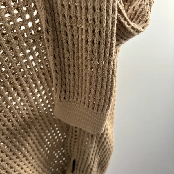 Calvin Klein Jeans Cotton Open-Stitch Tan Sweater - Image 5
