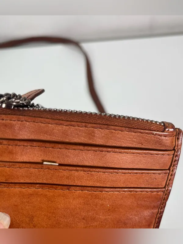 VILENCA HOLLAND Shoulder Crossbody Bag Chestnut Woven Leather w/ Keychain Wallet - Image 5