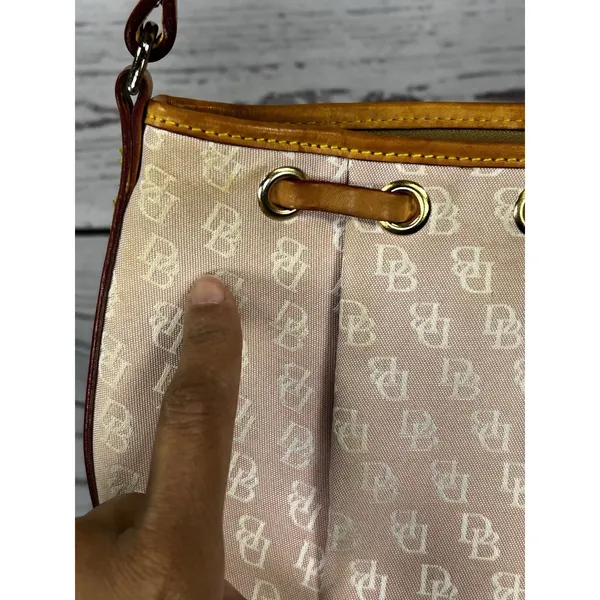 Vintage Dooney & Bourke Pink Signature Mini Shoulder Bag Leather Trim Y2K - Image 3