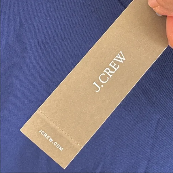 NWT J. Crew Perfect Fit Mock Neck With Gold Buttons Top Blue Size Medium - Image 3