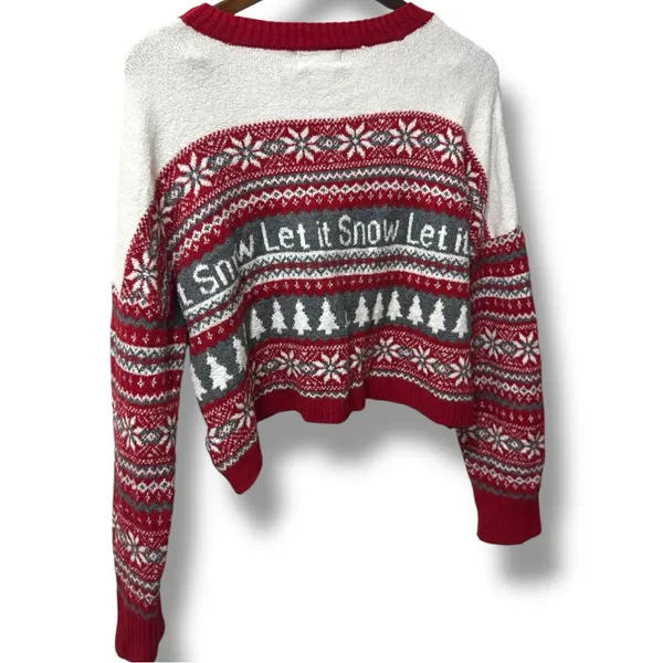 Jessica Simpson | EUC Cotton Red & Cream Let It Snow Holiday Sweater (size XL) - Image 4