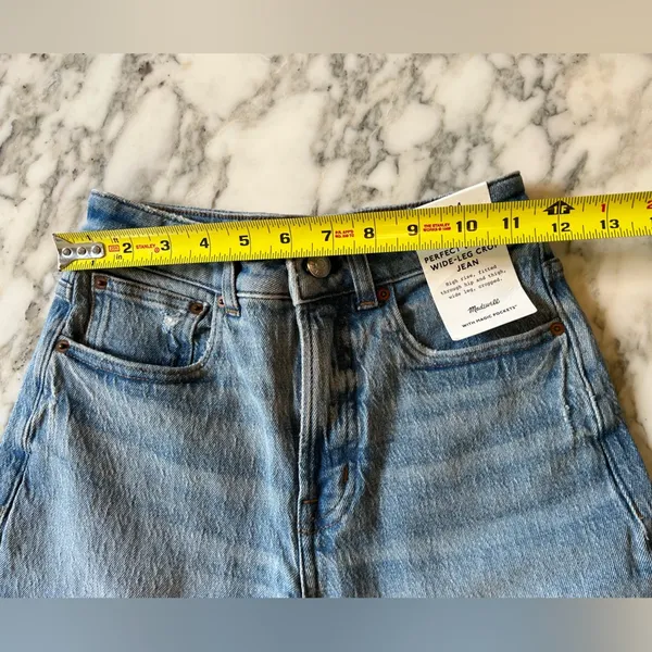 NWT Madewell curvy vintage jeans wide leg cropped 24 broken zipper needs replace - Image 7