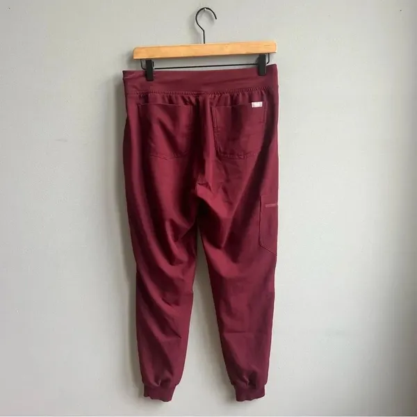 Figs Zamora Jogger Scrub Pants Burgundy Drawstring Waist Slim Fit Pant Small - Image 9