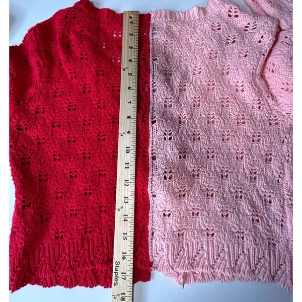 NWT SINCERELY JULES Soft GirlCozy Feminine Red Pink Crochet Size Medium - Image 11