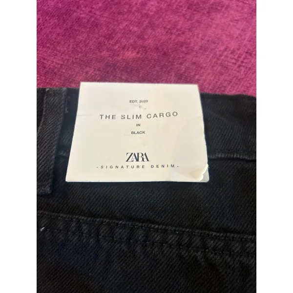 ZARA Slim Cargo JEANS Black GOTH GRUNGE PUNK 90s Size 0 Mid Rise XS NWT - Image 6