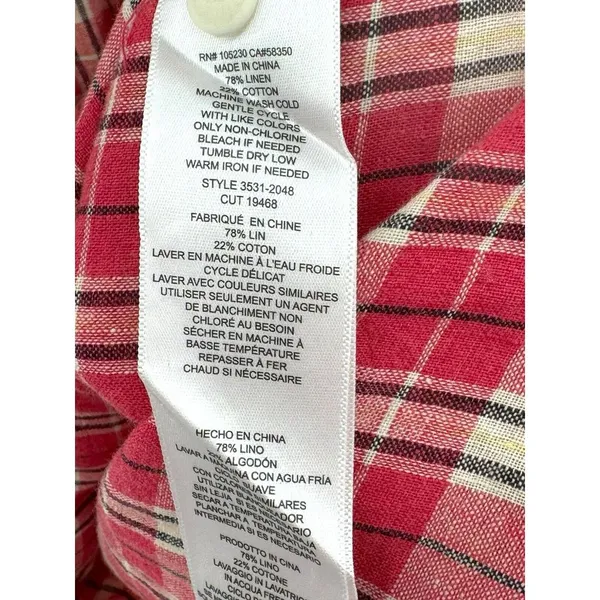 New Current Elliott Linen Cotton Blend Levee Western Plaid Shirt Dress Size 0‎ - Image 6