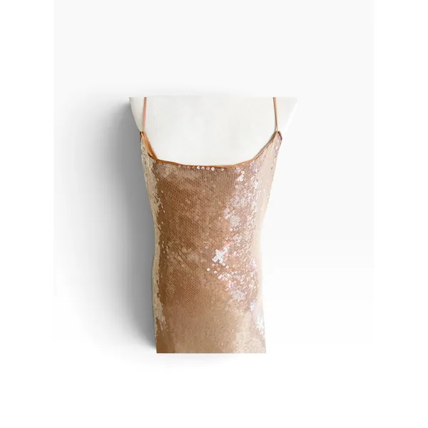Bardot Maxi Dress Women's XL Nude Shimmering Ramira Sequin Spaghetti Straps - Image 5