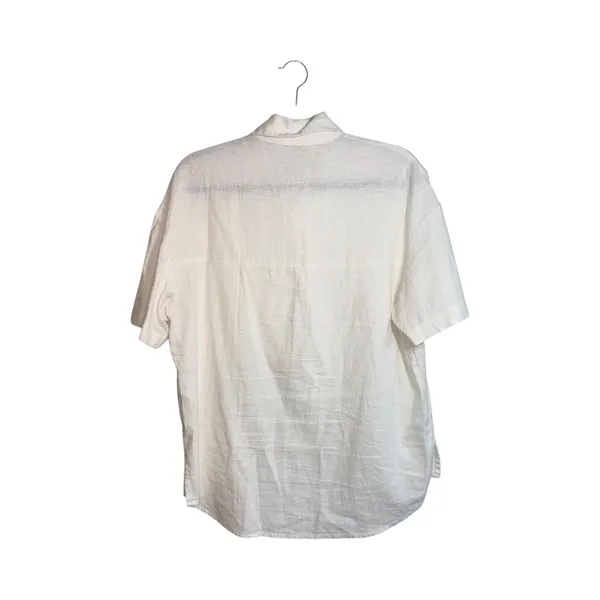 Abercrombie & Fitch Linen Blend Oversized Shirt Ivory White Button Down - Image 5